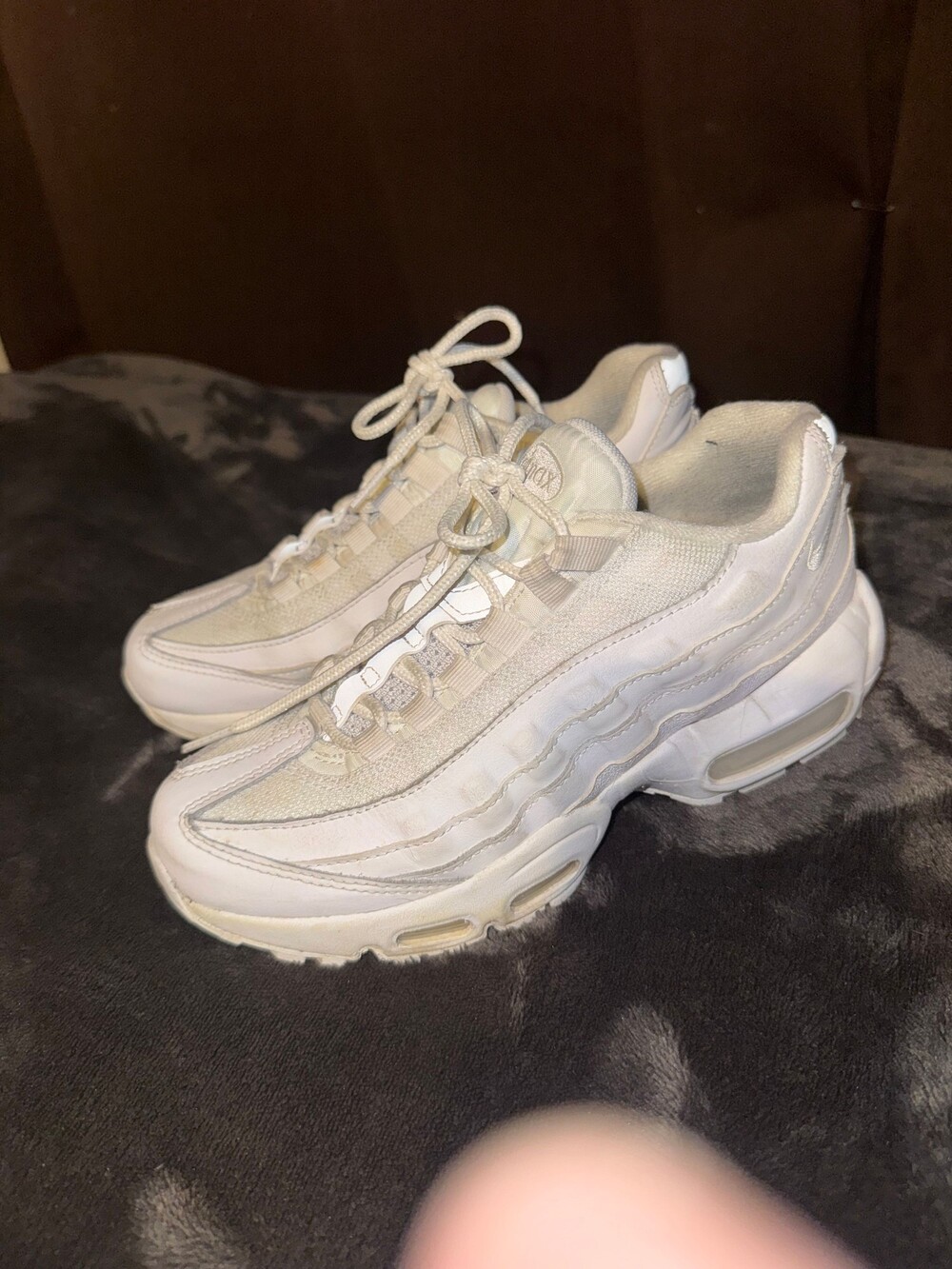 Nike Air Max 95 Sneakers Size 5 youth White Mesh Synthetic Leather